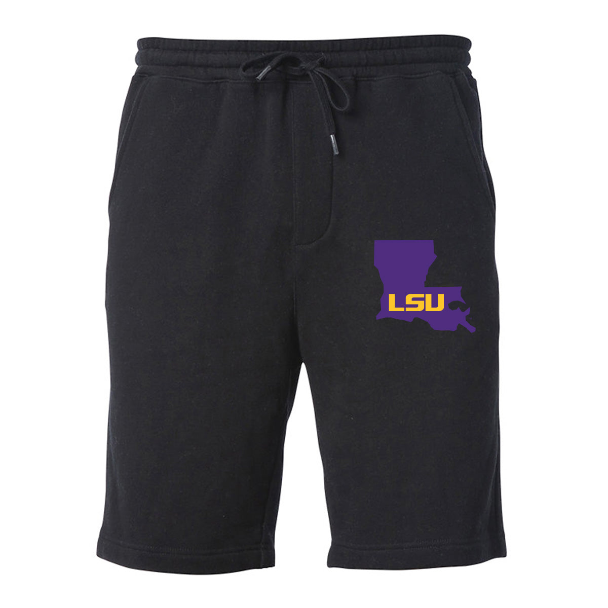 LSU Tigers Premium Fleece Shorts - Purple Ink State Shape