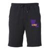 LSU Tigers Premium Fleece Shorts - Purple Ink State Shape