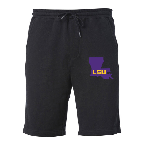 LSU Tigers Premium Fleece Shorts - Purple Ink State Shape