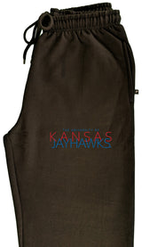 Kansas Jayhawks Premium Fleece Sweatpants - Overlapping University of Kansas Jayhawks