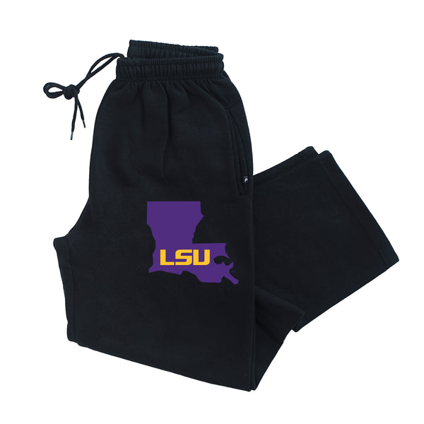 LSU Tigers Premium Fleece Sweatpants - Purple Ink State Shape