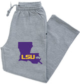LSU Tigers Premium Fleece Sweatpants - Purple Ink State Shape