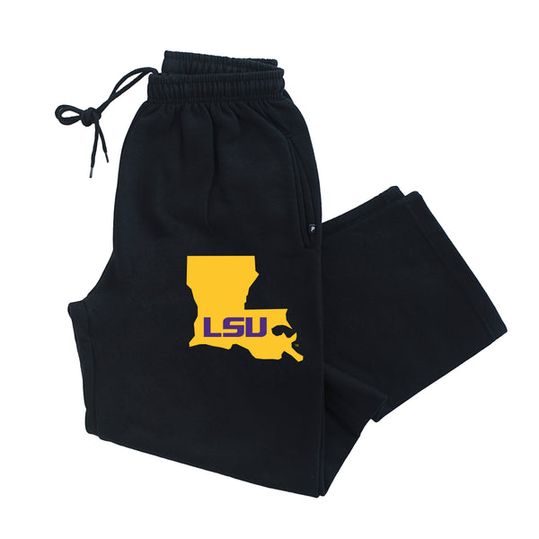 LSU Tigers Premium Fleece Sweatpants - Gold Ink State Shape