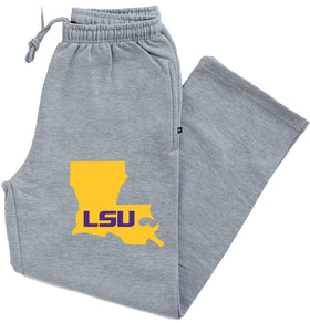 LSU Tigers Premium Fleece Sweatpants - Gold Ink State Shape
