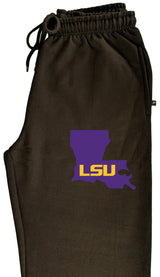 LSU Tigers Premium Fleece Sweatpants - Purple Ink State Shape