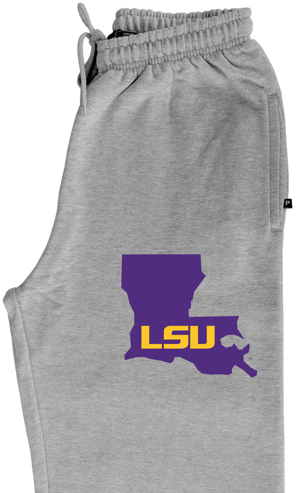 LSU Tigers Premium Fleece Sweatpants - Purple Ink State Shape