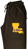 LSU Tigers Premium Fleece Sweatpants - Gold Ink State Shape