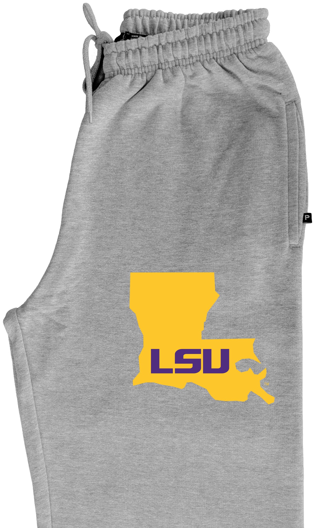 LSU Tigers Premium Fleece Sweatpants - Gold Ink State Shape