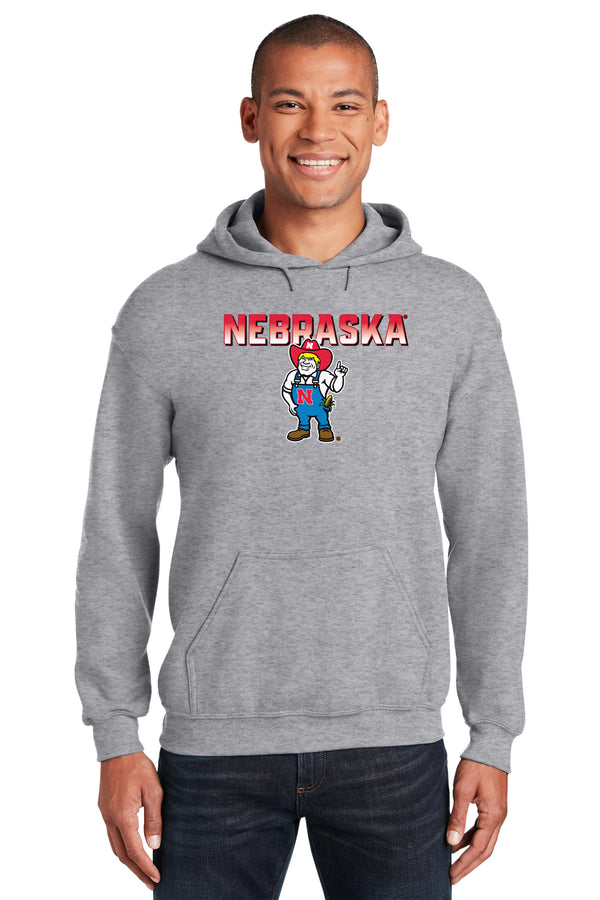 Nebraska Huskers Hooded Sweatshirt - Full Color Nebraska Fade with Herbie Husker