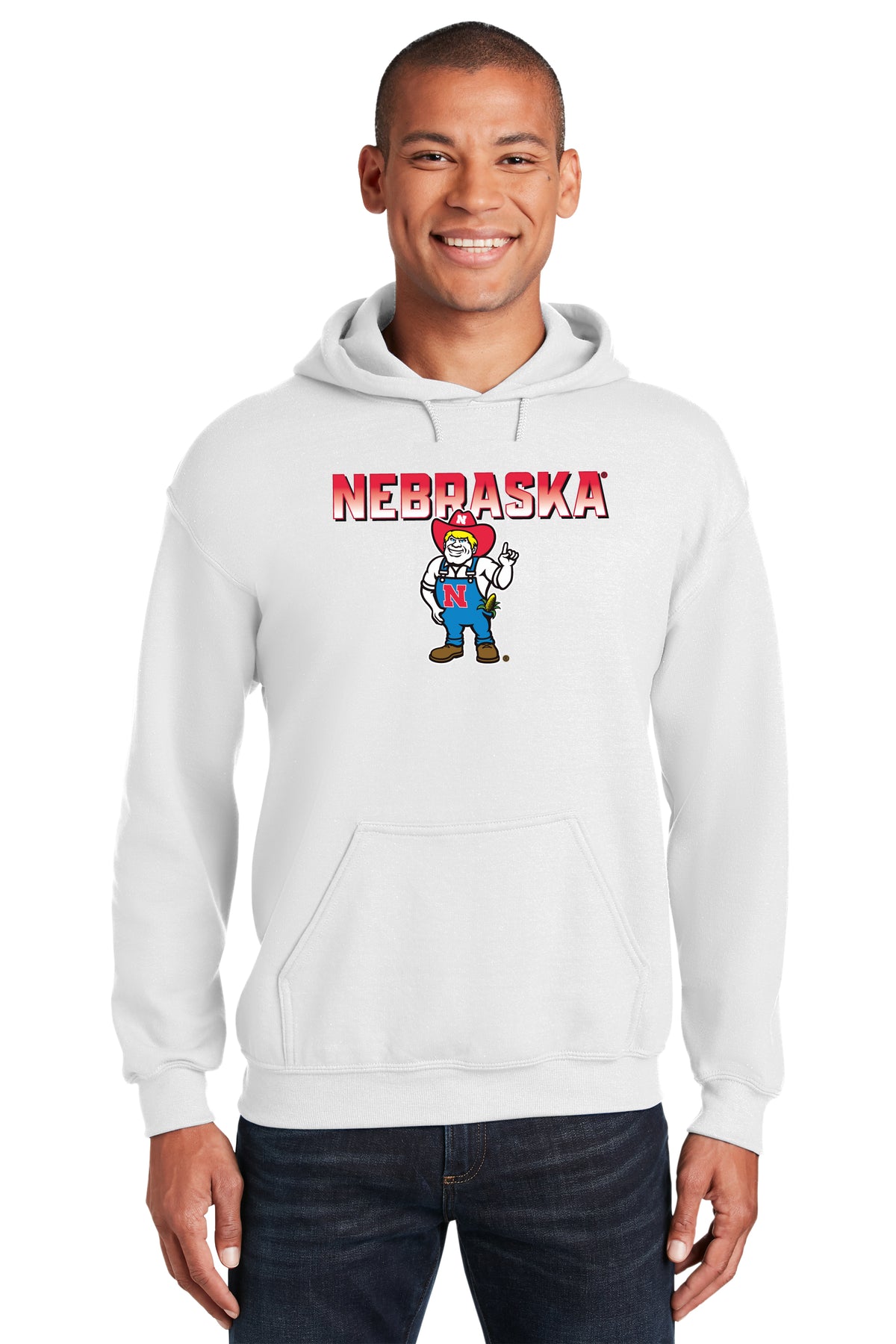 Nebraska Huskers Hooded Sweatshirt - Full Color Nebraska Fade with Herbie Husker