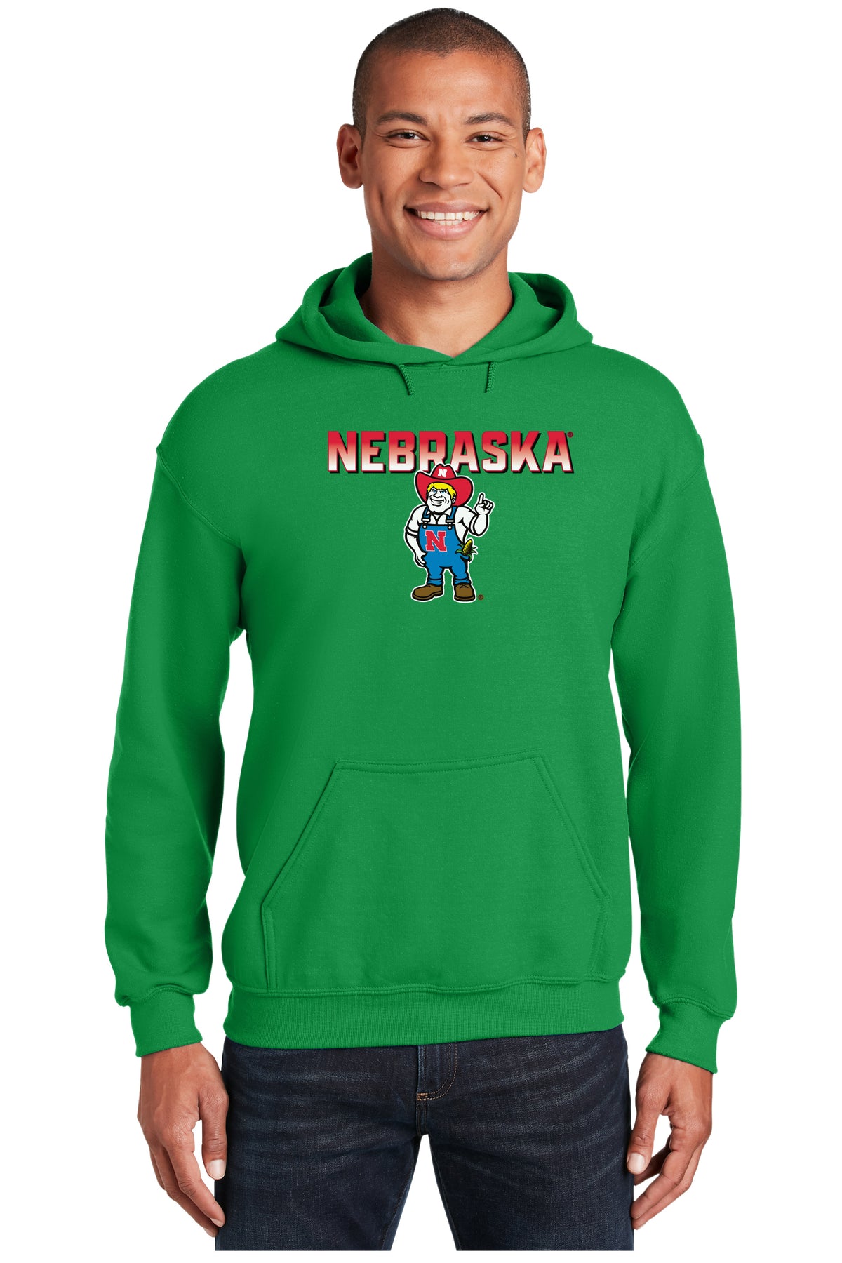 Nebraska Huskers Hooded Sweatshirt - Full Color Nebraska Fade with Herbie Husker
