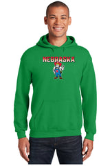 Nebraska Huskers Hooded Sweatshirt - Full Color Nebraska Fade with Herbie Husker