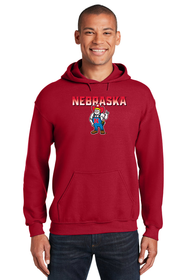 Nebraska Huskers Hooded Sweatshirt - Full Color Nebraska Fade with Herbie Husker