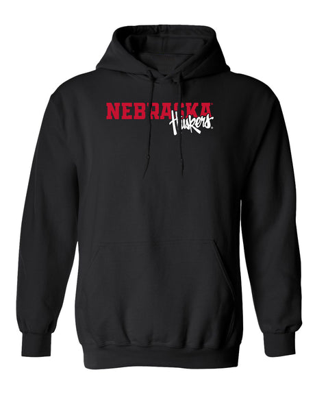 Nebraska Huskers Hooded Sweatshirt - Script Huskers Overlap Nebraska