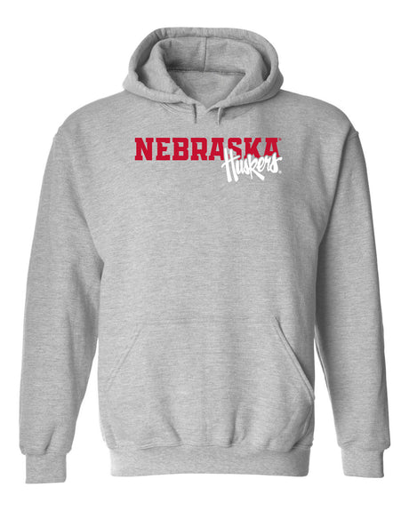 Nebraska Huskers Hooded Sweatshirt - Script Huskers Overlap Nebraska