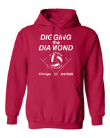 Nebraska Huskers Hooded Sweatshirt - Nebraska Volleyball Digging the Diamond
