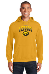 Iowa Hawkeyes Hooded Sweatshirt - Full Color IOWA Fade Tigerhawk Oval