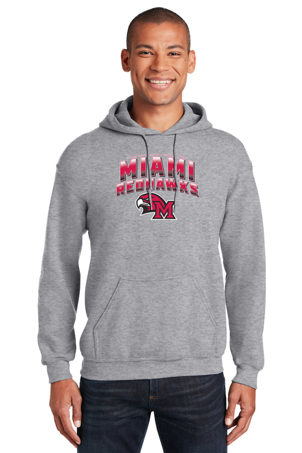 Miami University RedHawks Hooded Sweatshirt - Miami RedHawks Full Color Fade Hawk M Logo