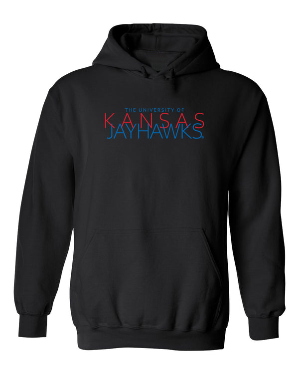 Kansas Jayhawks Hooded Sweatshirt - Overlapping University of Kansas Jayhawks