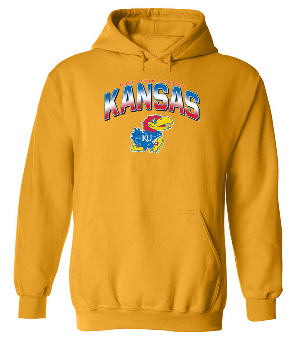 Kansas Jayhawks Hooded Sweatshirt - Full Color Fade Kansas Logo