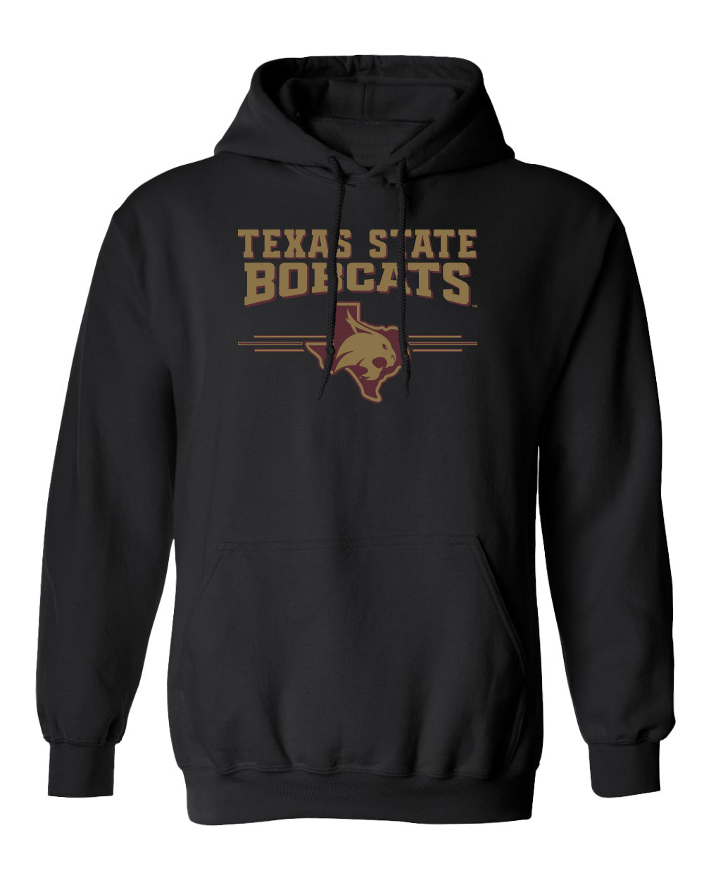 Texas State Bobcats Hooded Sweatshirt - 3 Stripe State Outline Logo
