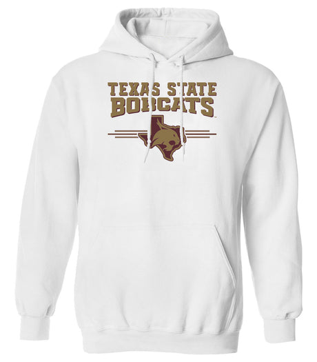 Texas State Bobcats Hooded Sweatshirt - 3 Stripe State Outline Logo