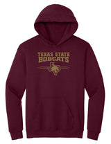 Texas State Bobcats Hooded Sweatshirt - 3 Stripe State Outline Logo