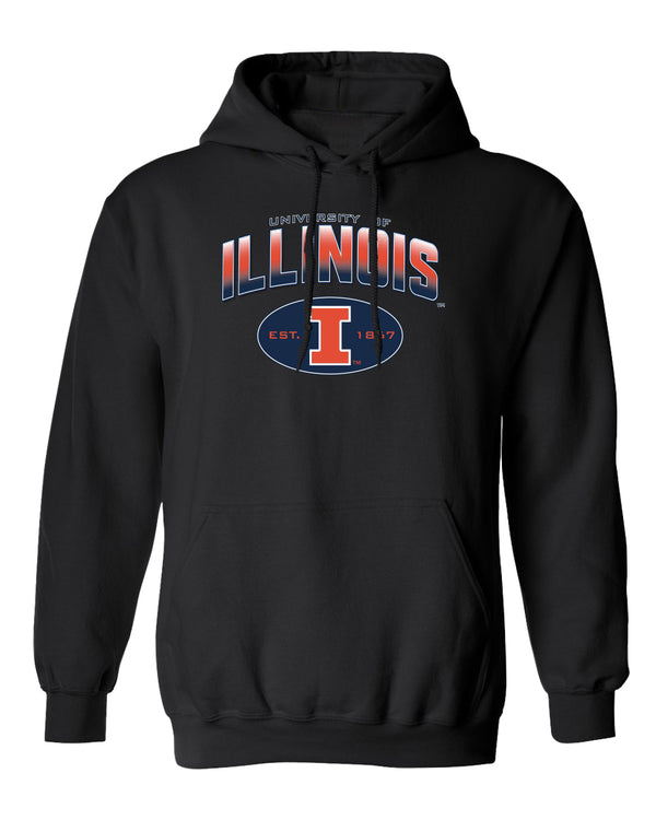 Illinois Fighting Illini Hooded Sweatshirt - Full Color Fade Illinois Arch