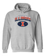 Illinois Fighting Illini Hooded Sweatshirt - Full Color Fade Illinois Arch