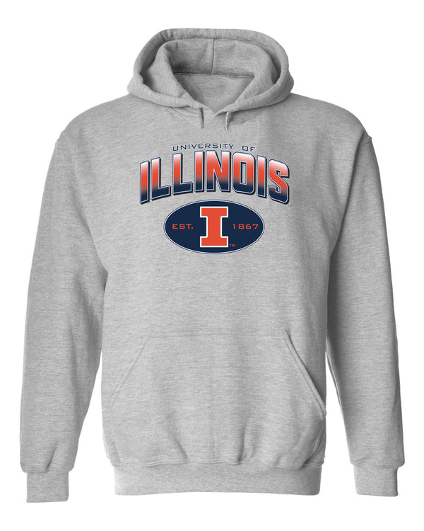 Illinois Fighting Illini Hooded Sweatshirt - Full Color Fade Illinois Arch