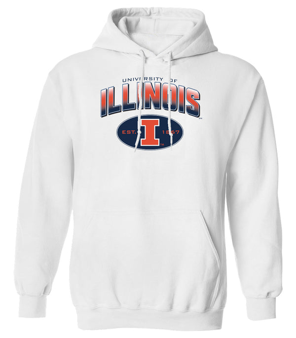 Illinois Fighting Illini Hooded Sweatshirt - Full Color Fade Illinois Arch