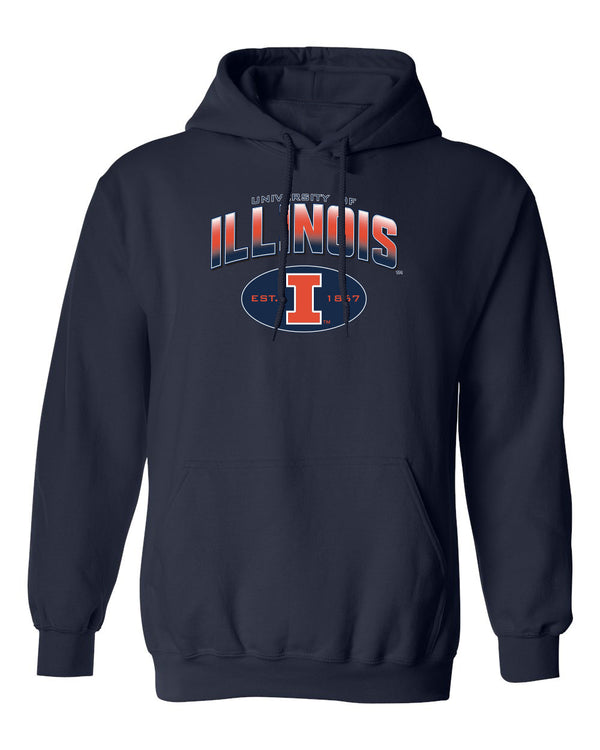 Illinois Fighting Illini Hooded Sweatshirt - Full Color Fade Illinois Arch