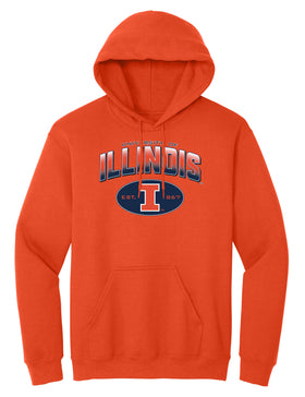 Illinois Fighting Illini Hooded Sweatshirt - Full Color Fade Illinois Arch