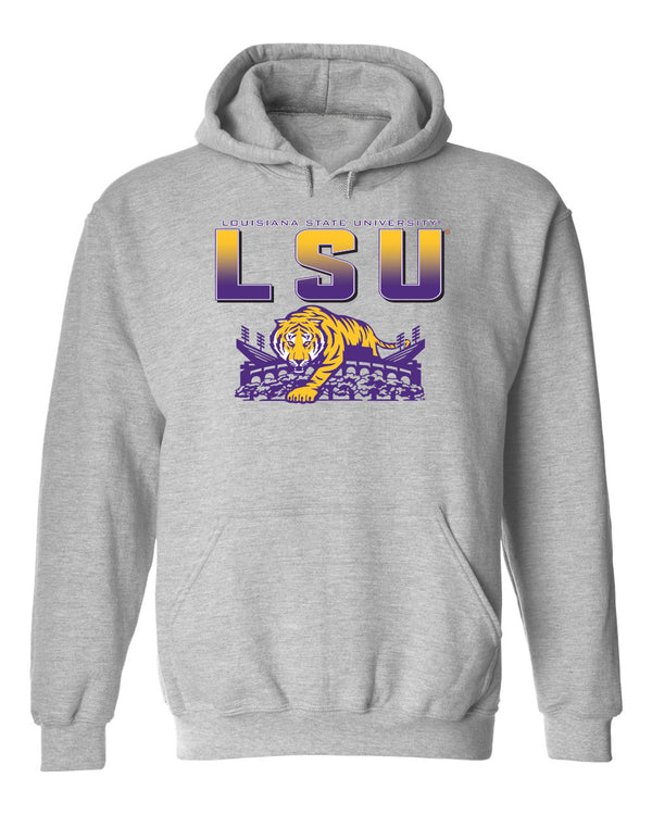 LSU Tigers Hooded Sweatshirt - LSU Tiger Stadium Full Color Fade