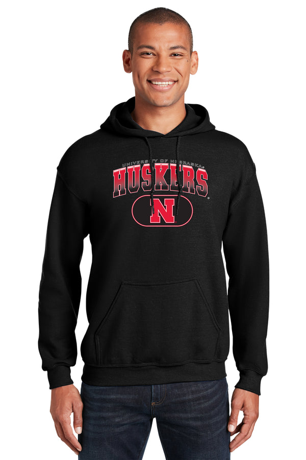 Nebraska Huskers Hooded Sweatshirt - Full Color Huskers Fade with Block N