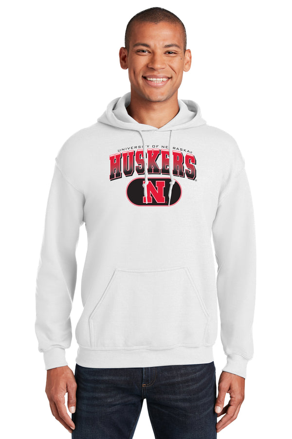 Nebraska Huskers Hooded Sweatshirt - Full Color Huskers Fade with Block N