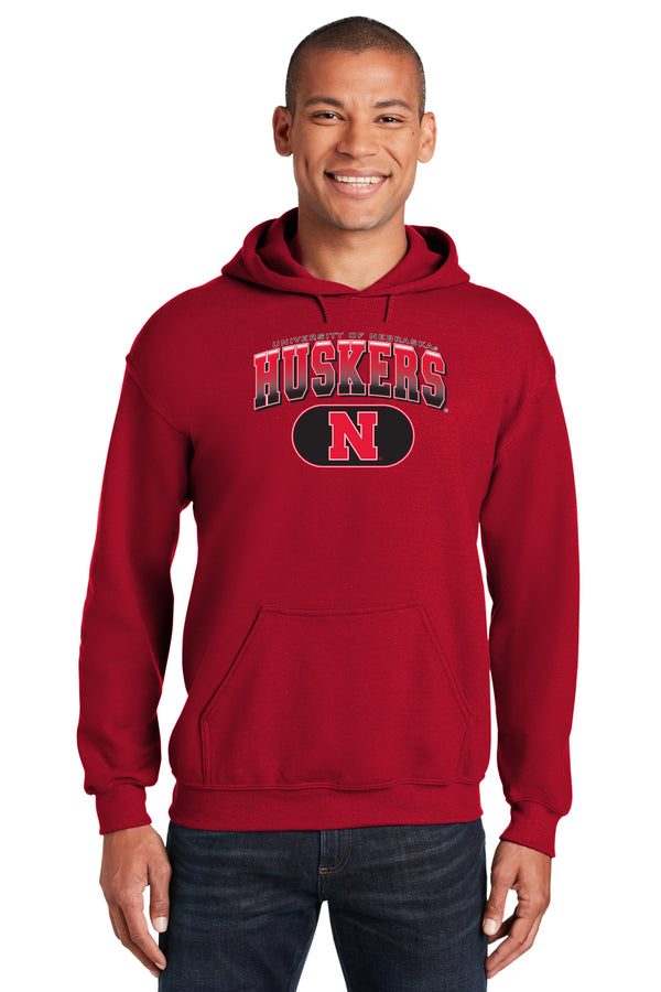 Nebraska Huskers Hooded Sweatshirt - Full Color Huskers Fade with Block N