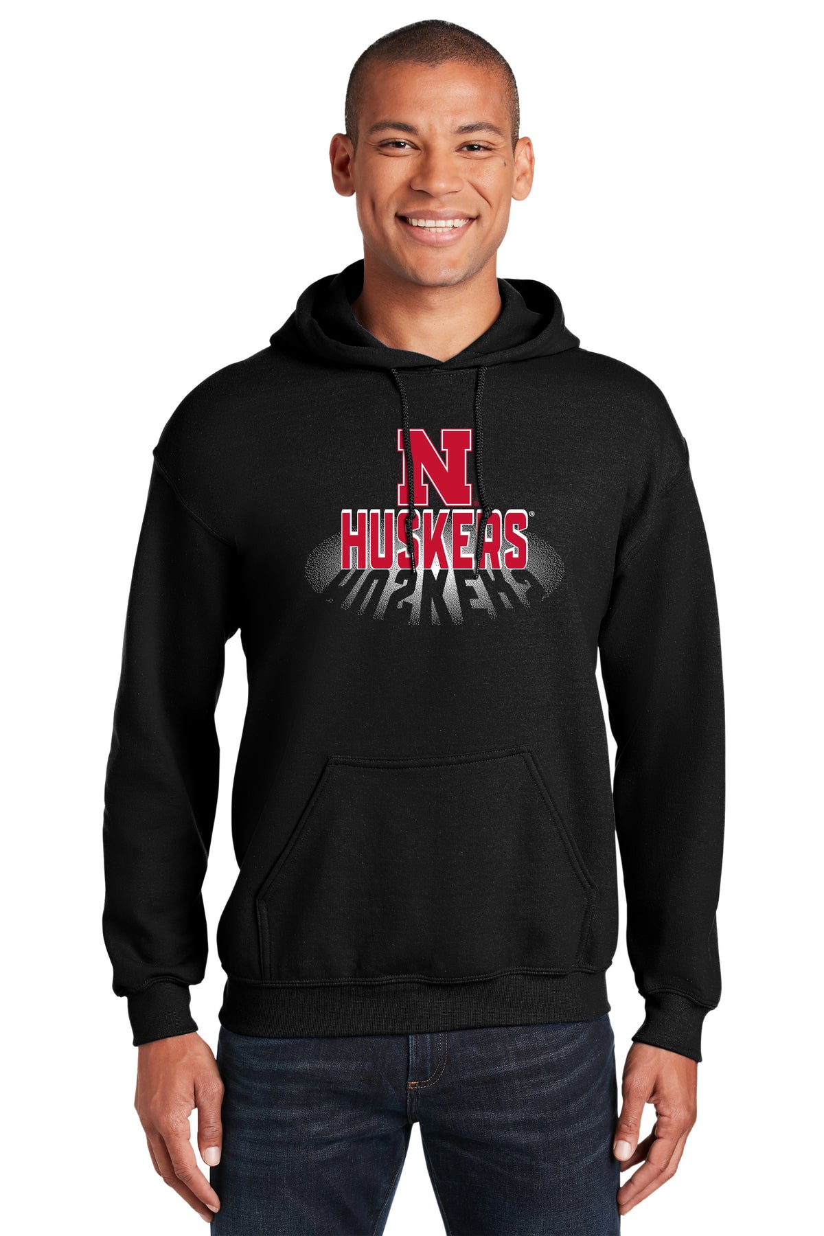 Nebraska Huskers Hooded Sweatshirt - 3D Huskers Spotlight Shadow