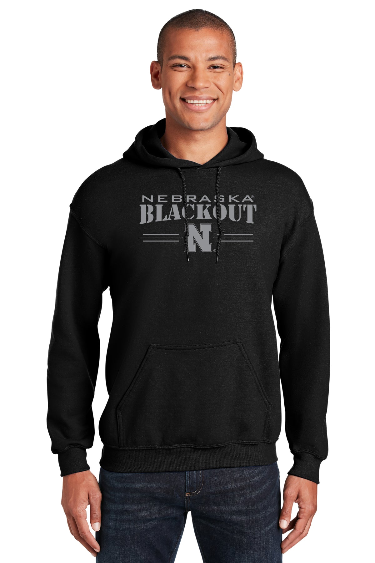 Nebraska Huskers Hooded Sweatshirt - Nebraska Blackout Block N