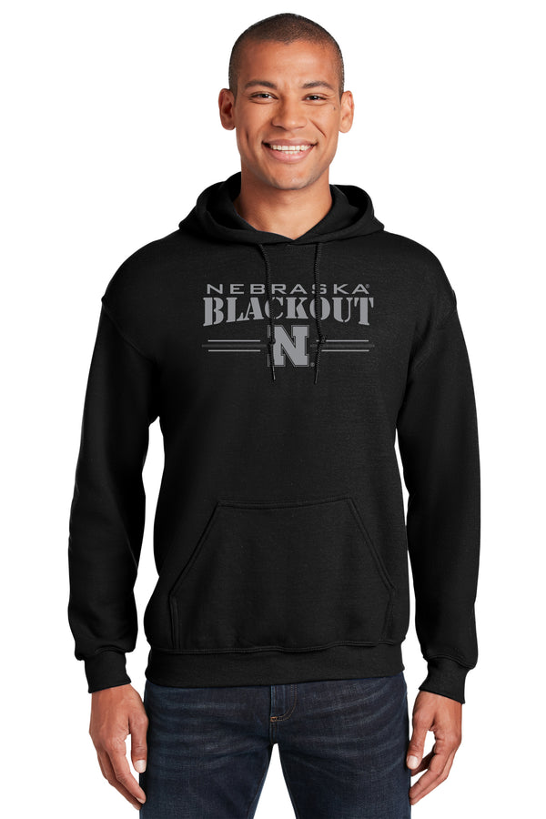 Nebraska Huskers Hooded Sweatshirt - Nebraska Blackout Block N