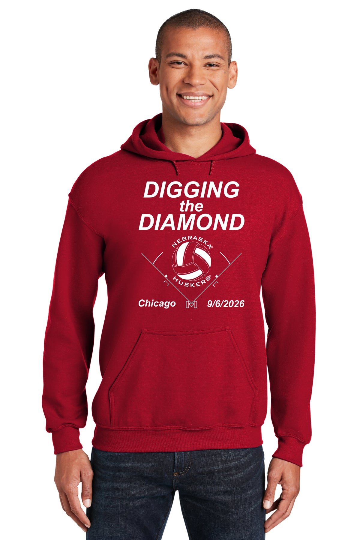 Nebraska Huskers Hooded Sweatshirt - Nebraska Volleyball Digging the Diamond