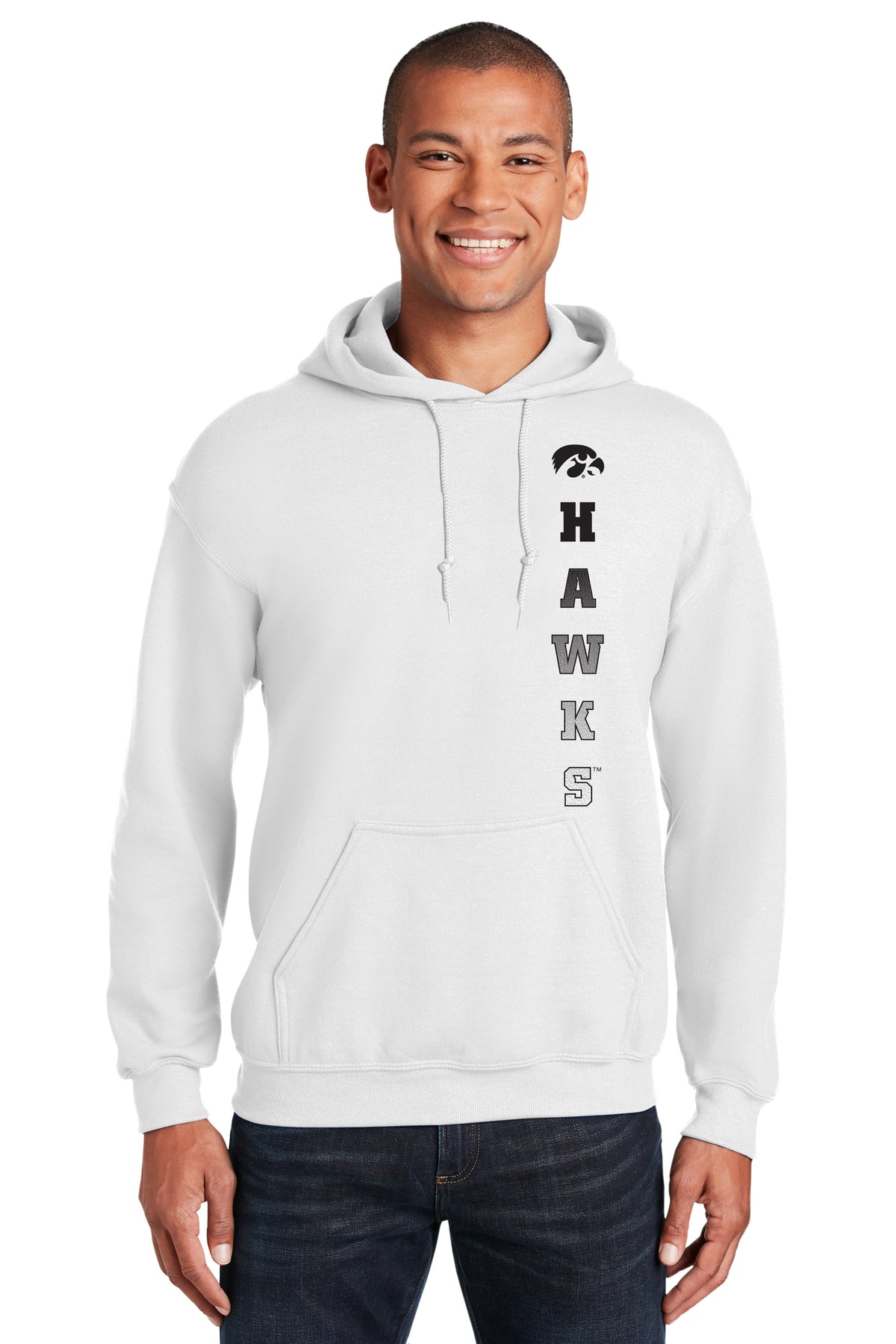 Iowa Hawkeyes Hooded Sweatshirt - Vert Hawks Fade with Tigerhawk