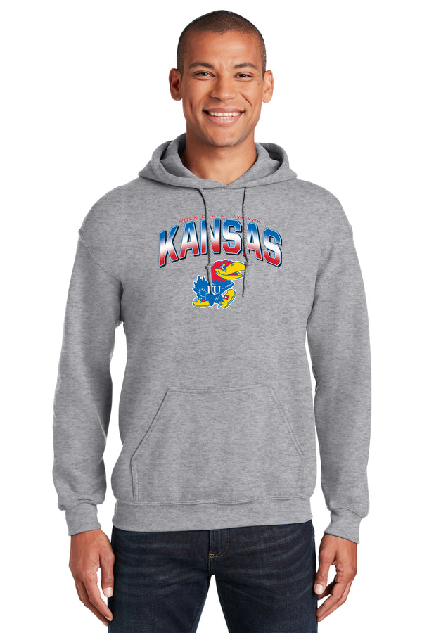 Kansas Jayhawks Hooded Sweatshirt - Full Color Fade Kansas Logo