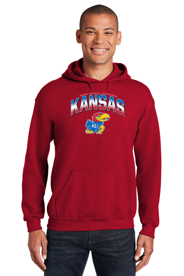 Kansas Jayhawks Hooded Sweatshirt - Full Color Fade Kansas Logo