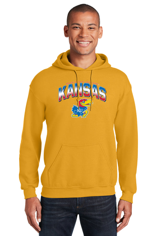 Kansas Jayhawks Hooded Sweatshirt - Full Color Fade Kansas Logo