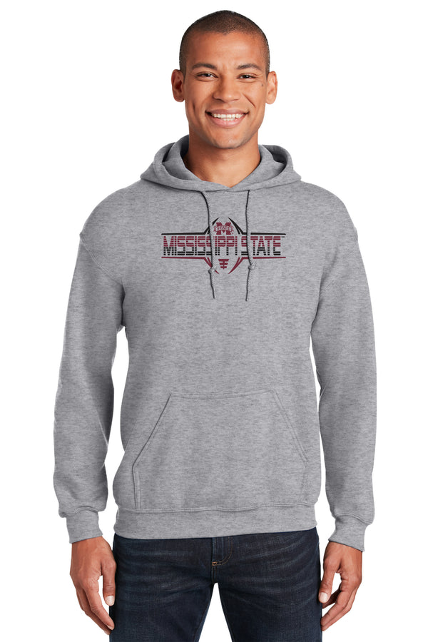 Mississippi State Bulldogs Hooded Sweatshirt - Striped MSU Bulldogs Football Laces