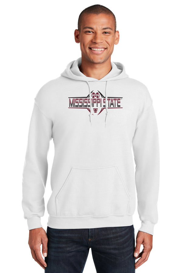 Mississippi State Bulldogs Hooded Sweatshirt - Striped MSU Bulldogs Football Laces