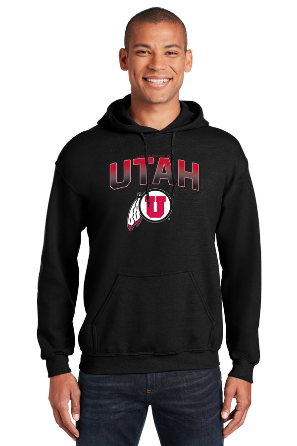 Utah Utes Hooded Sweatshirt - Full Color Fade Utah Utes Logo