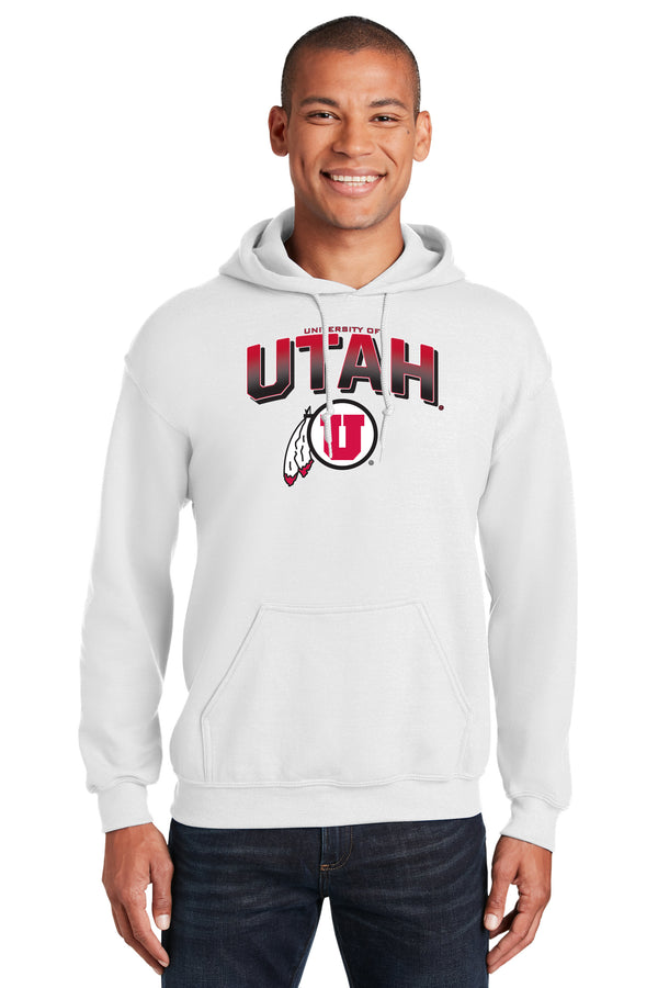 Utah Utes Hooded Sweatshirt - Full Color Fade Utah Utes Logo