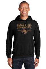 Texas State Bobcats Hooded Sweatshirt - 3 Stripe State Outline Logo